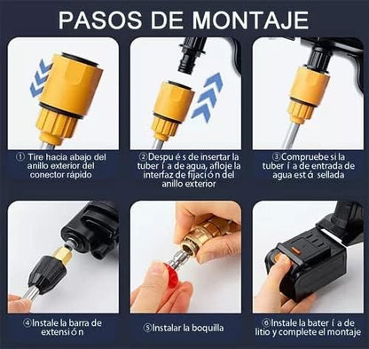 Pistola de Rentat d'Alta Pressió Sense Fils - Hidronetejadora Portàtil per a Cotxes, Terres i Jardins