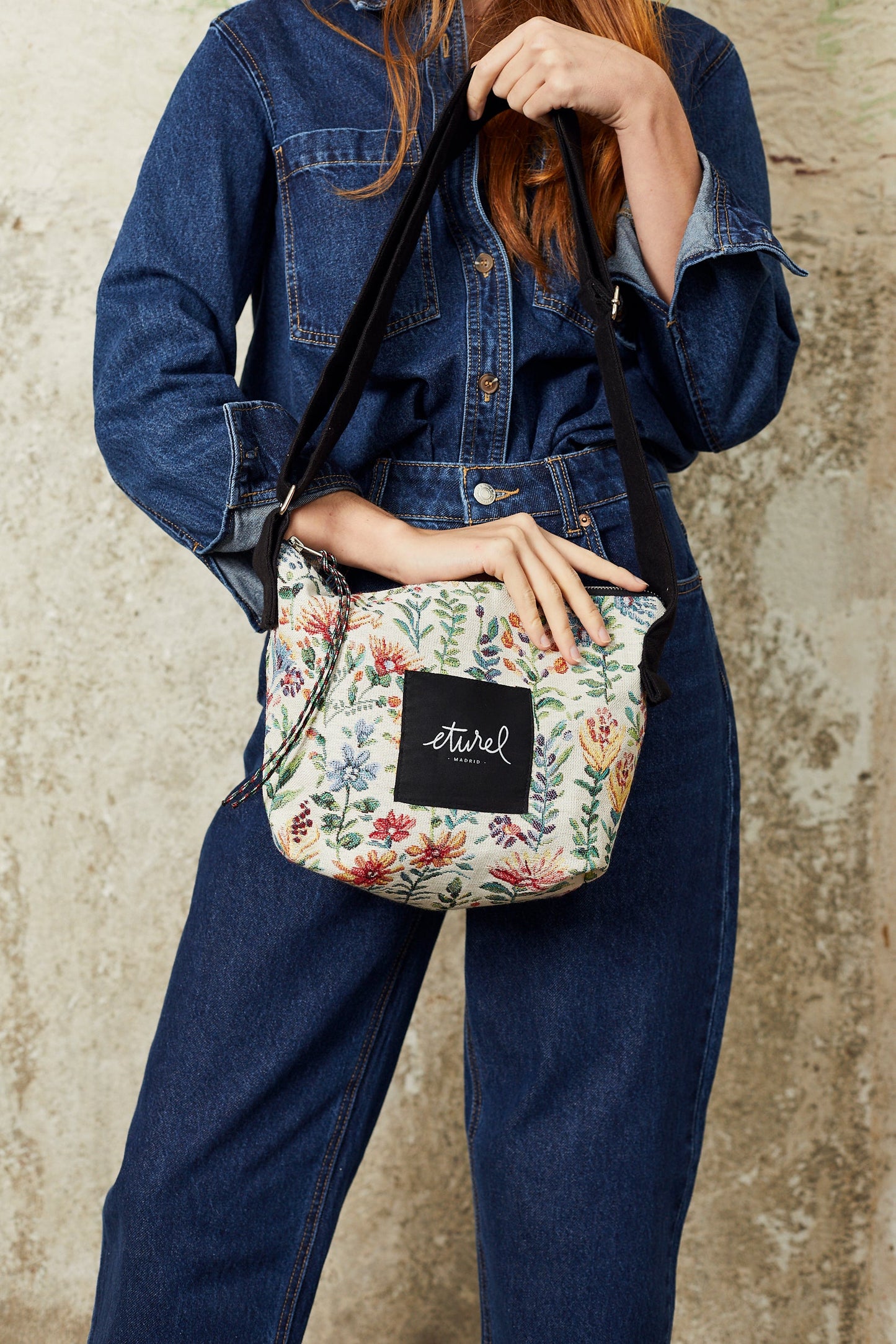 Bolso bandolera tejido jacquard azaleas
