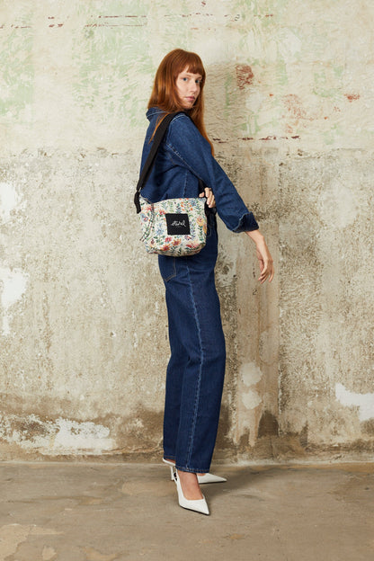 Bolso bandolera tejido jacquard azaleas