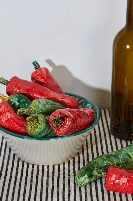 Pimiento freír réplica de cerámica esmaltada