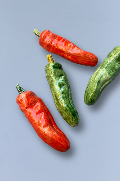 Pimiento freír réplica de cerámica esmaltada