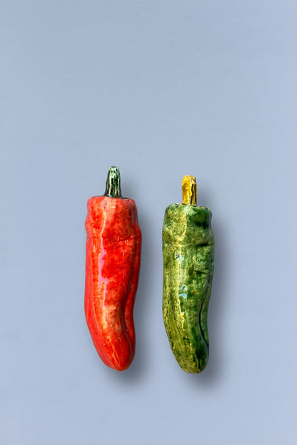 Pimiento freír réplica de cerámica esmaltada