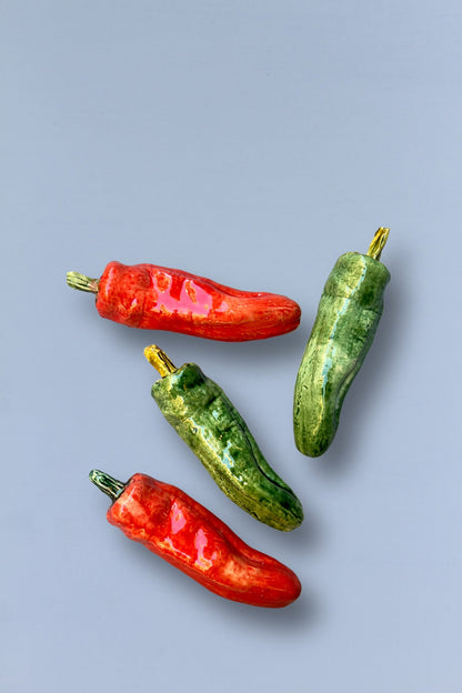 Pimiento freír réplica de cerámica esmaltada