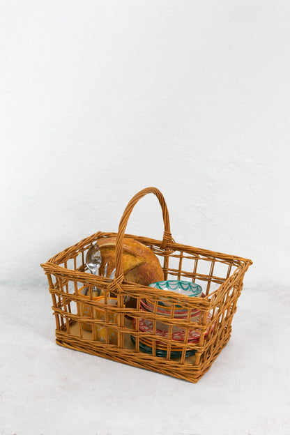 Cesta picnic calada mimbre natural