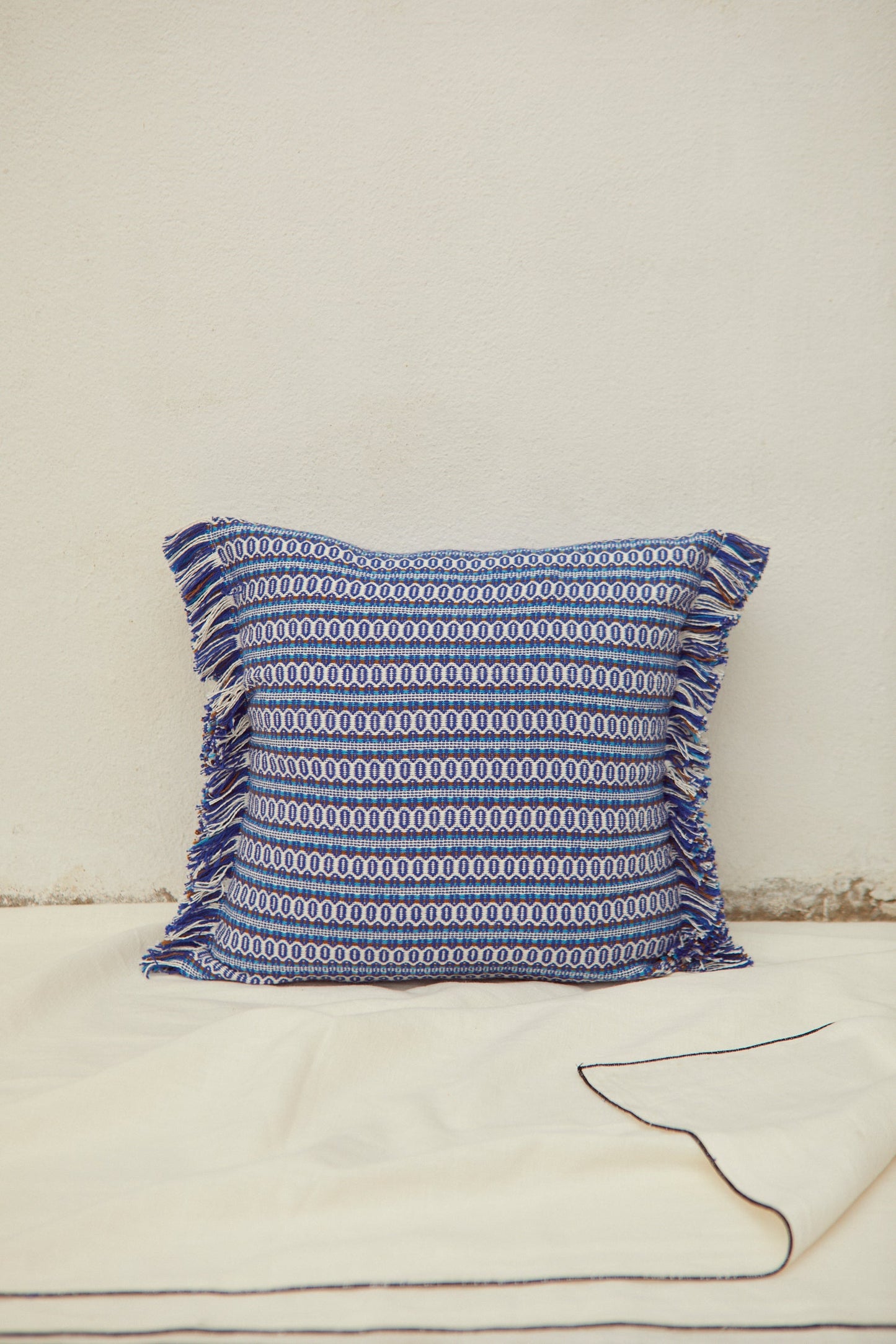 Funda cojín ojo de perdiz azul retro 45cmx45cm