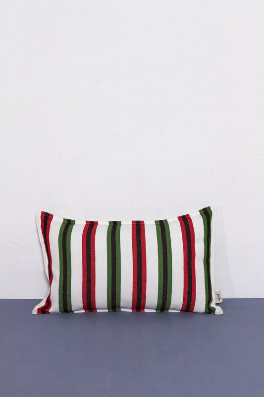 Funda cojín tejido canario verde y rojo 30cmx50cm