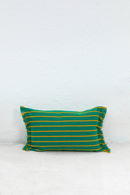 Funda cojín rayas granada verde 30cmx45cm