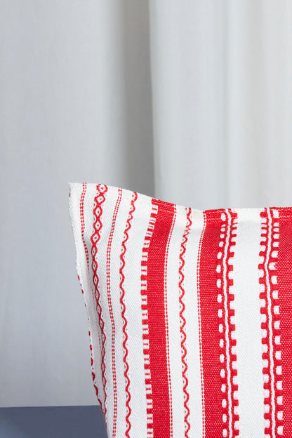 Funda cojín alpujarra blanco y rojo 30cmx50cm