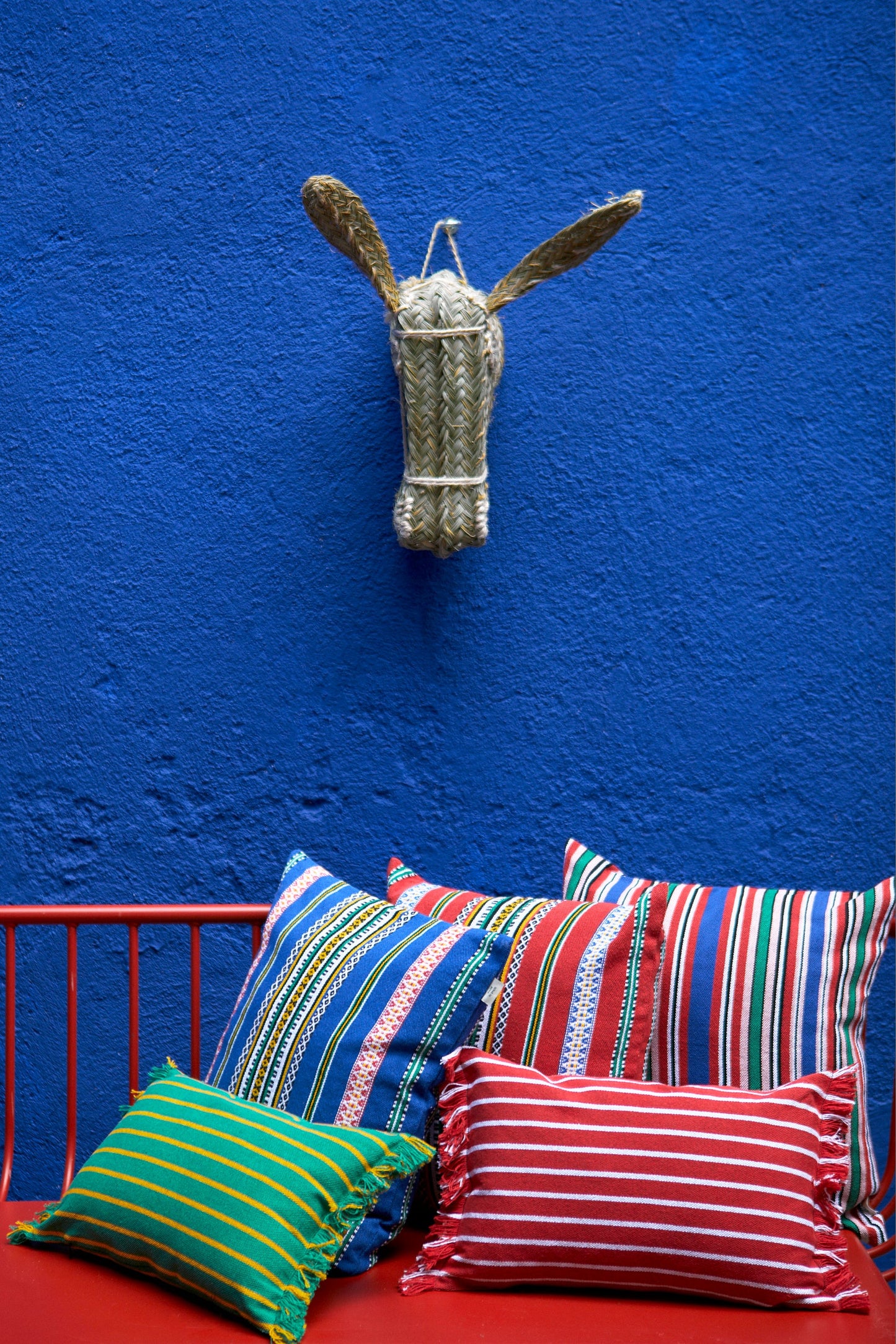 Funda cojín rayas granada rojo 30cmx45cm