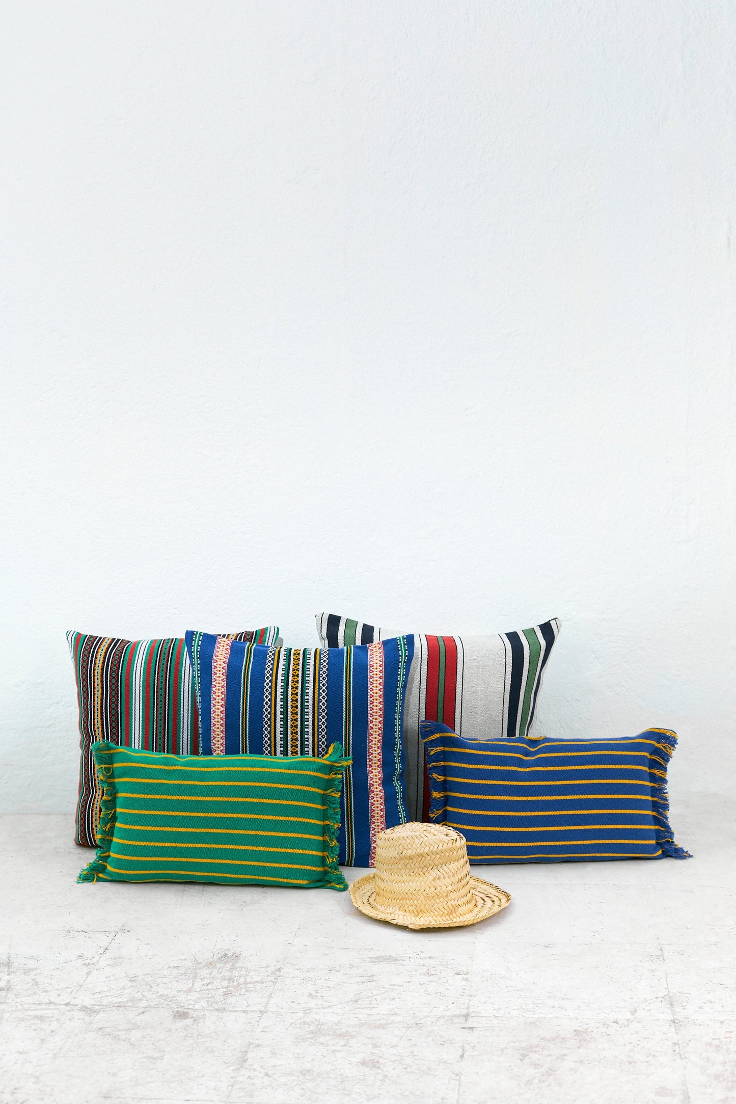 Funda cojín rayas granada verde 30cmx45cm