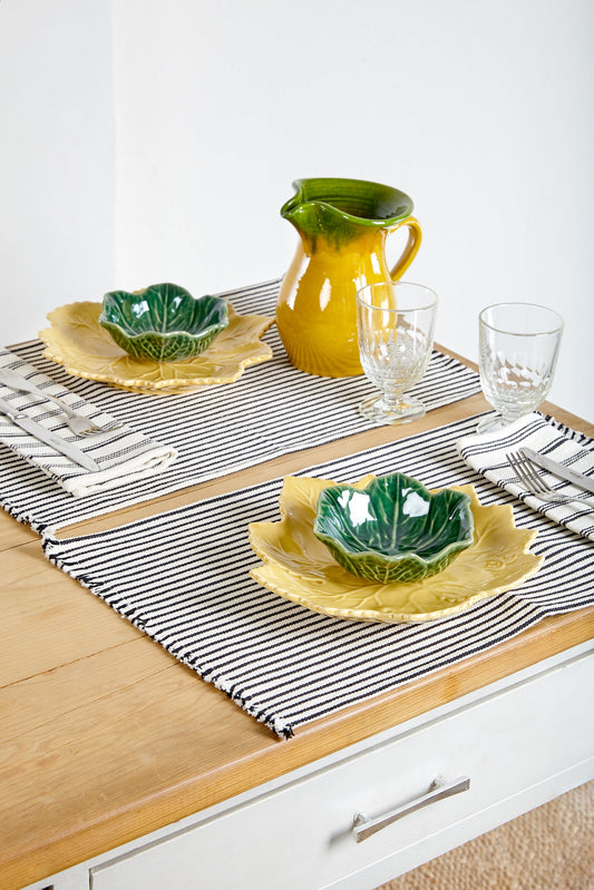 Mantel individual loneta estribera blanco y negro (pack de 2)