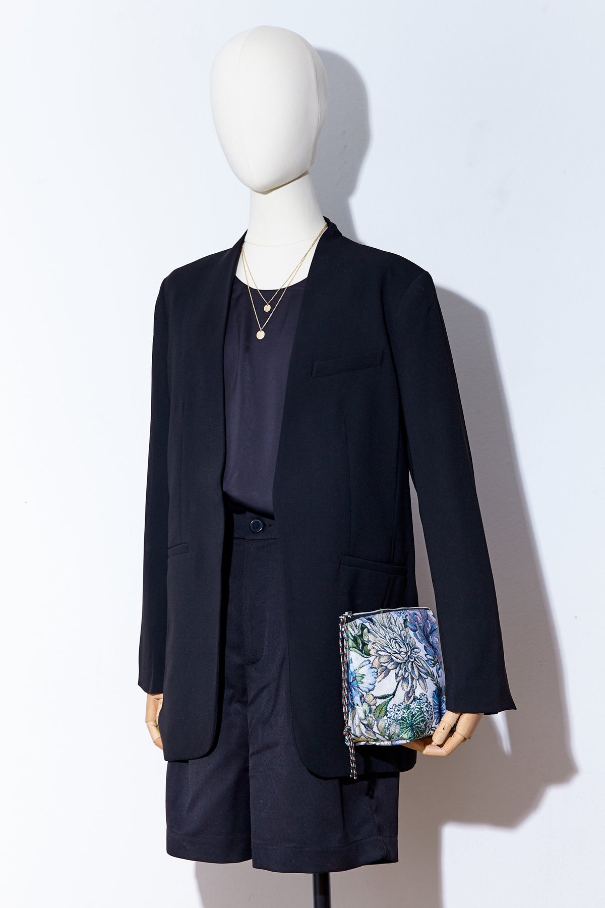 Neceser/estuche tejido jacquard flores crisantemos azules