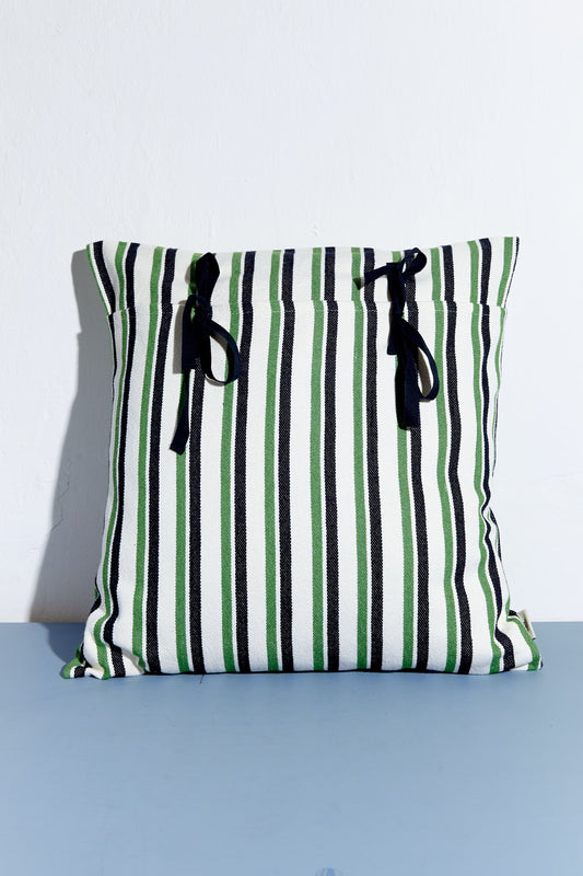 Funda cojín loneta verde y negro 50cmx50cm