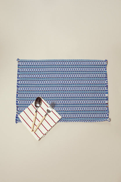 Mantel individual ojo de perdiz azul retro (pack de 2)