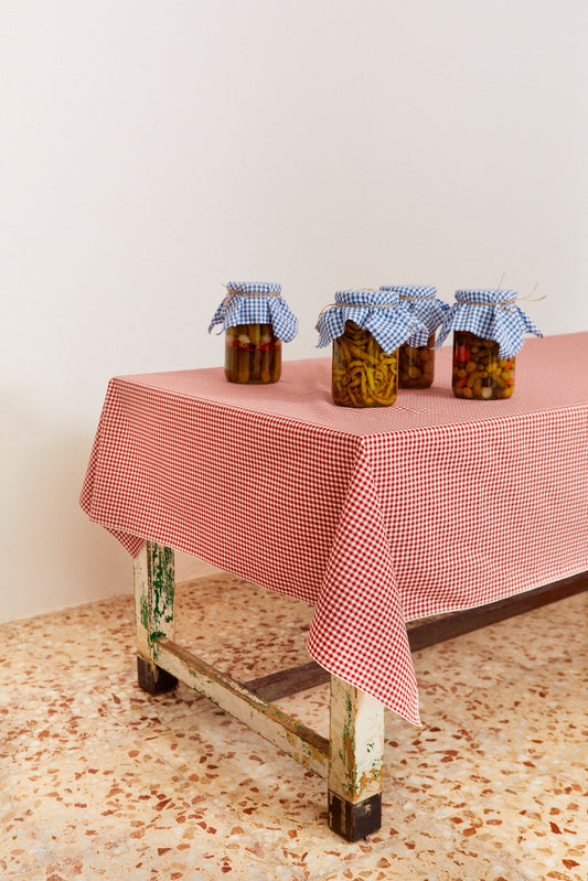 Mantel cuadros vichy rojo