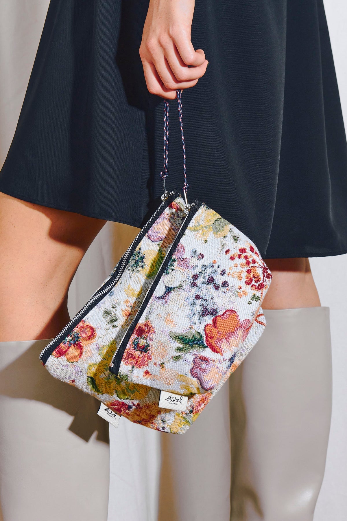 Neceser/estuche tejido jacquard flores amapolas