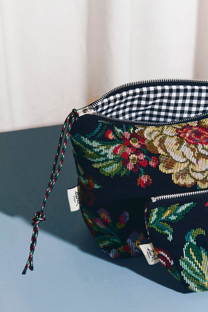 Neceser/estuche tejido jacquard flores peonías