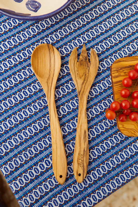 Pack cuchara y tenedor de madera de olivo