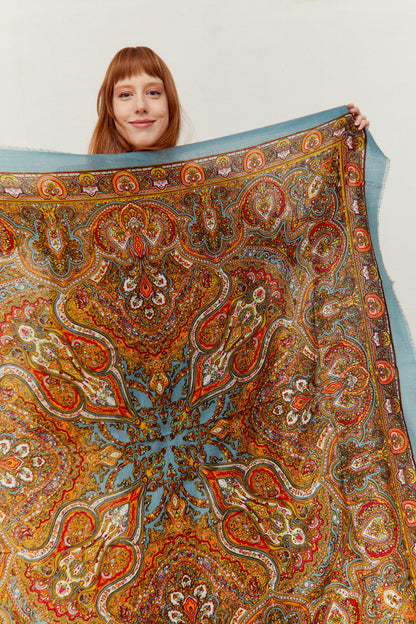 Pañuelo Pisto o Cien Colores lana azul