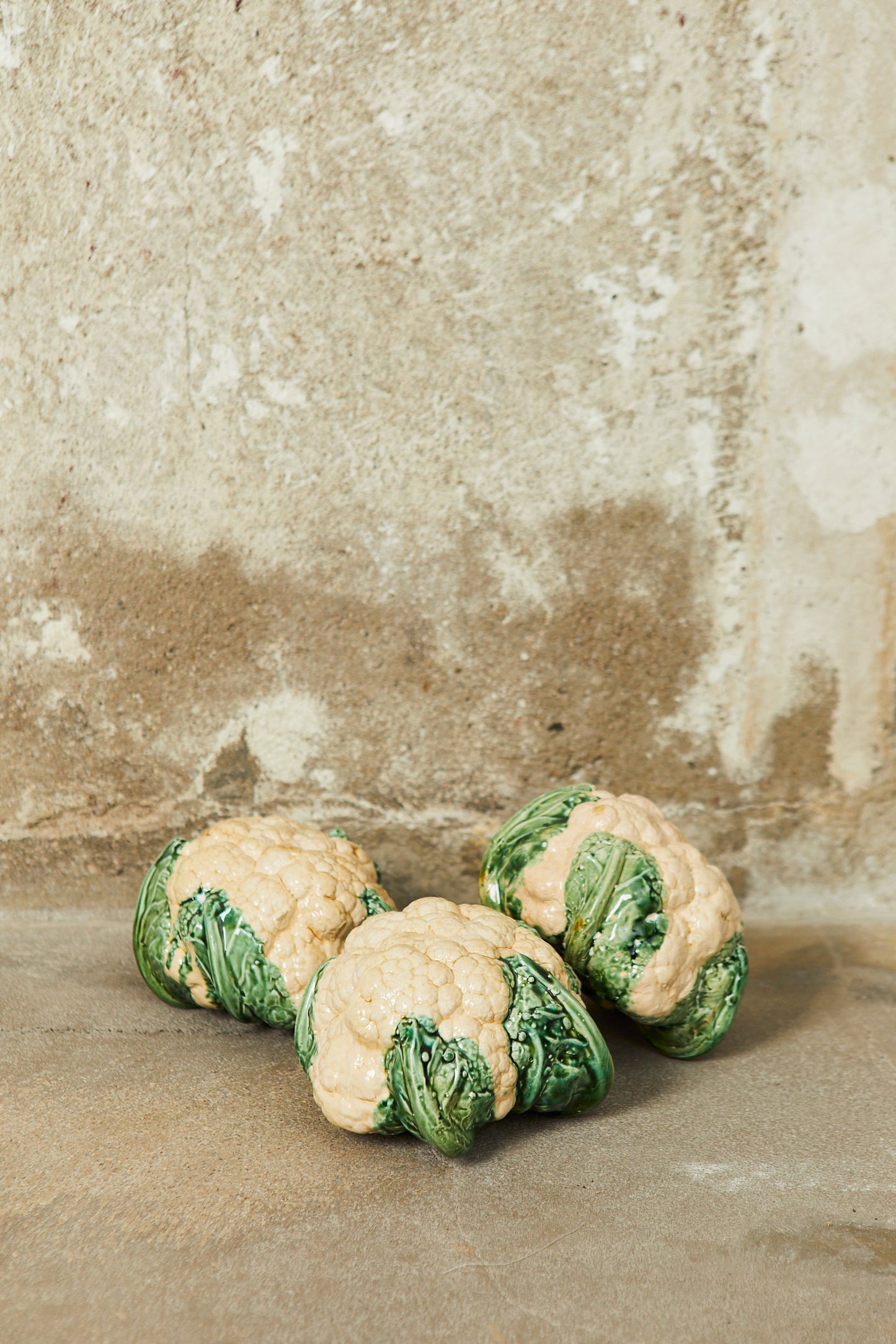 Coliflor réplica de cerámica esmaltada