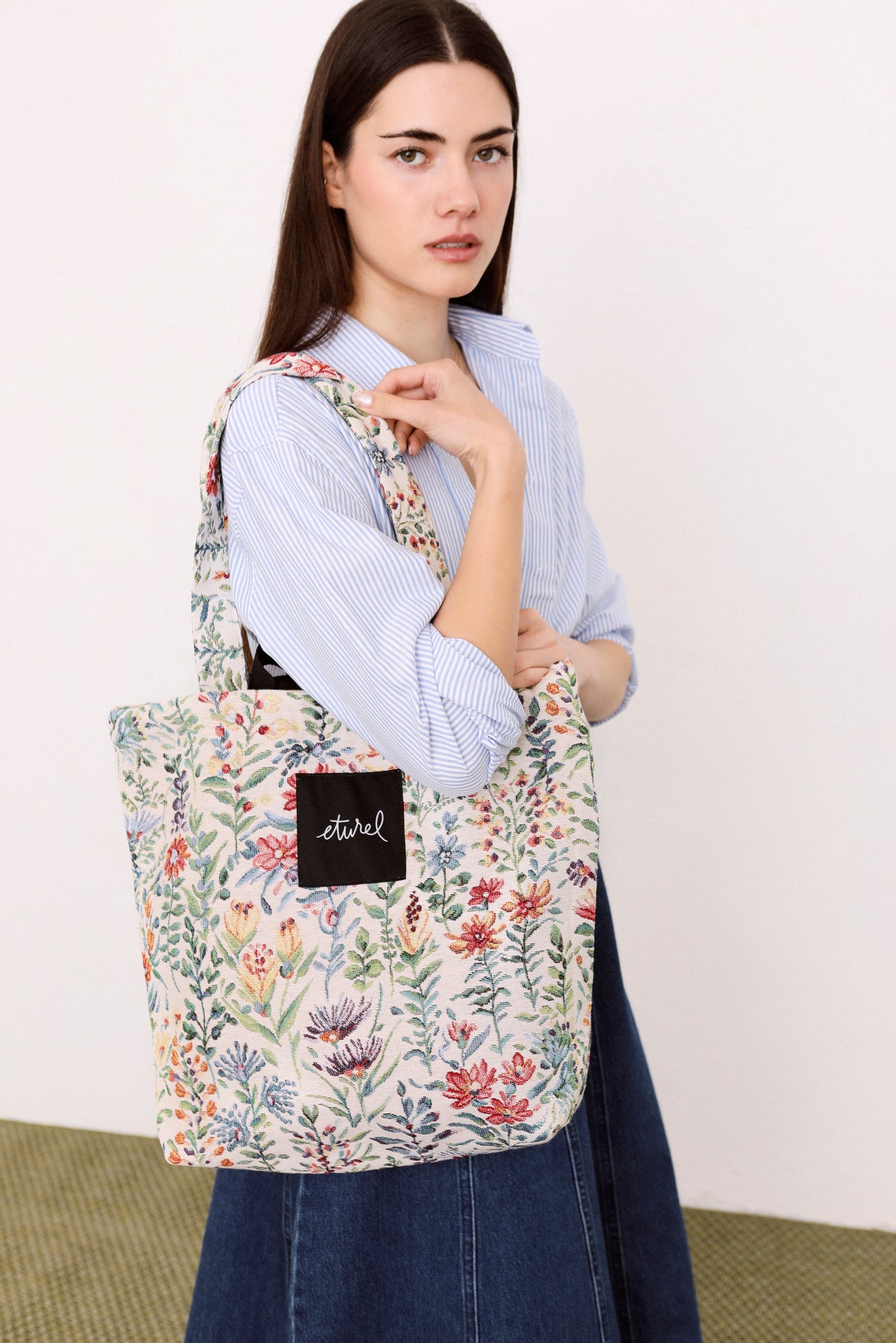 Tote Bag tejido jacquard flores azaleas