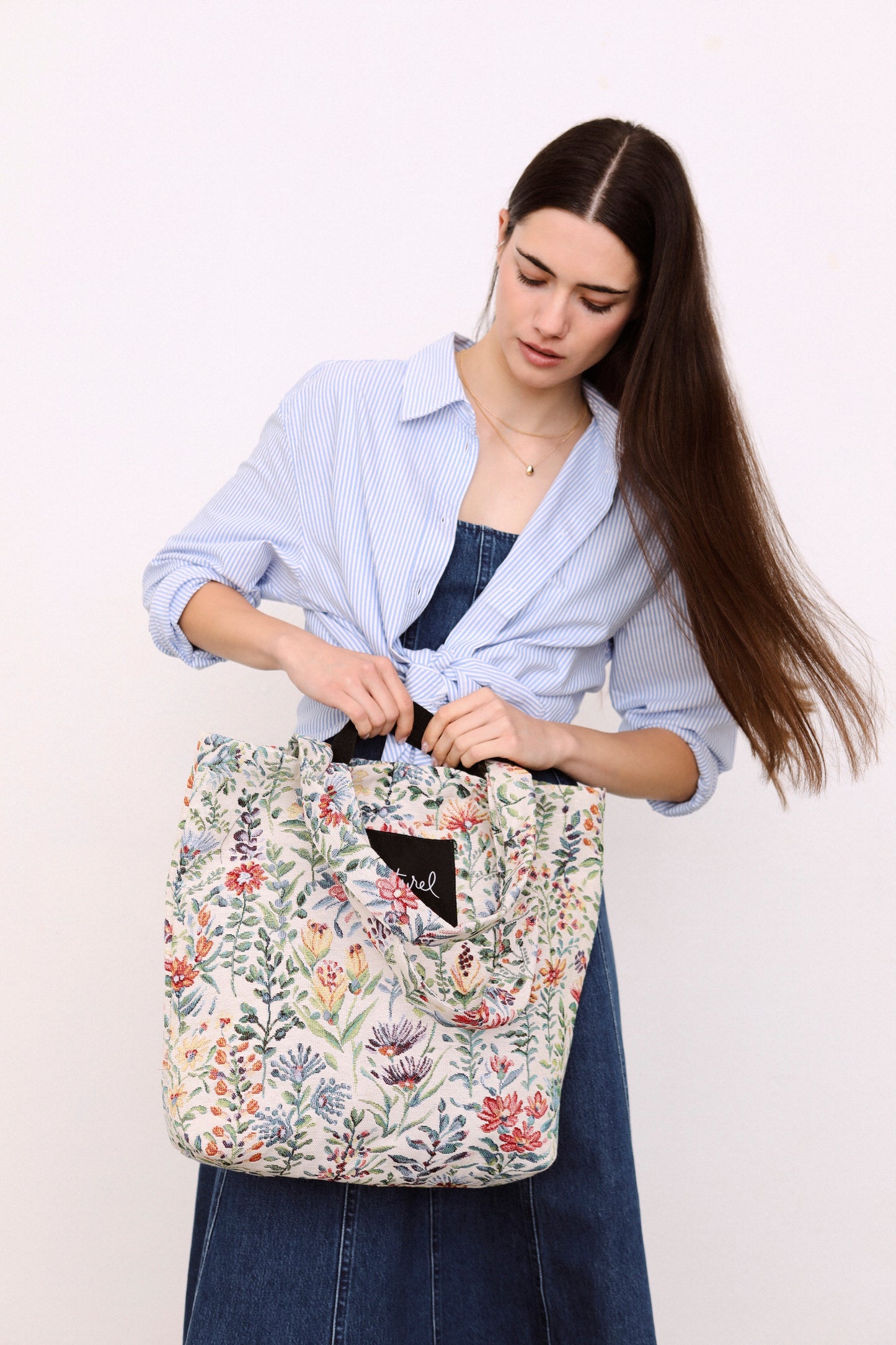 Tote Bag tejido jacquard flores azaleas