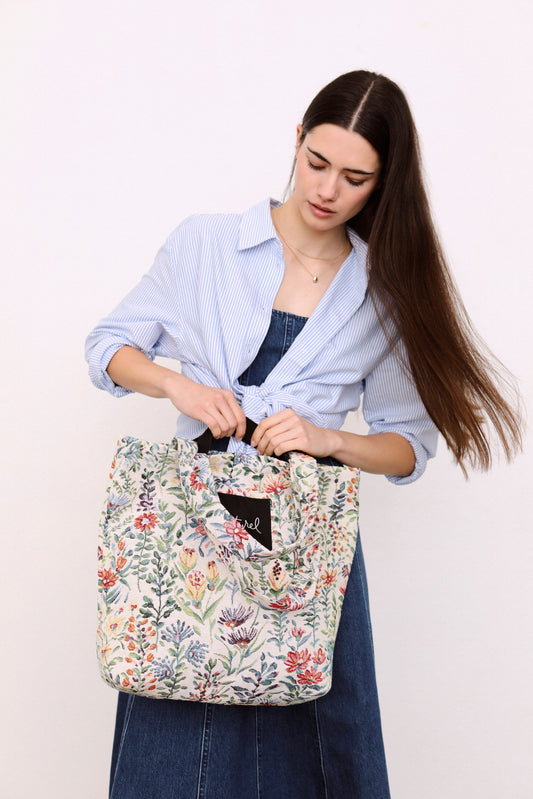 Tote Bag tejido jacquard flores azaleas