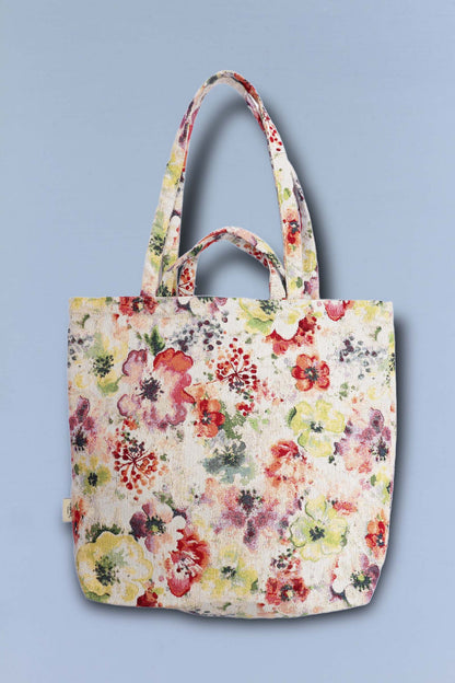 Tote Bag tejido jacquard flores amapolas