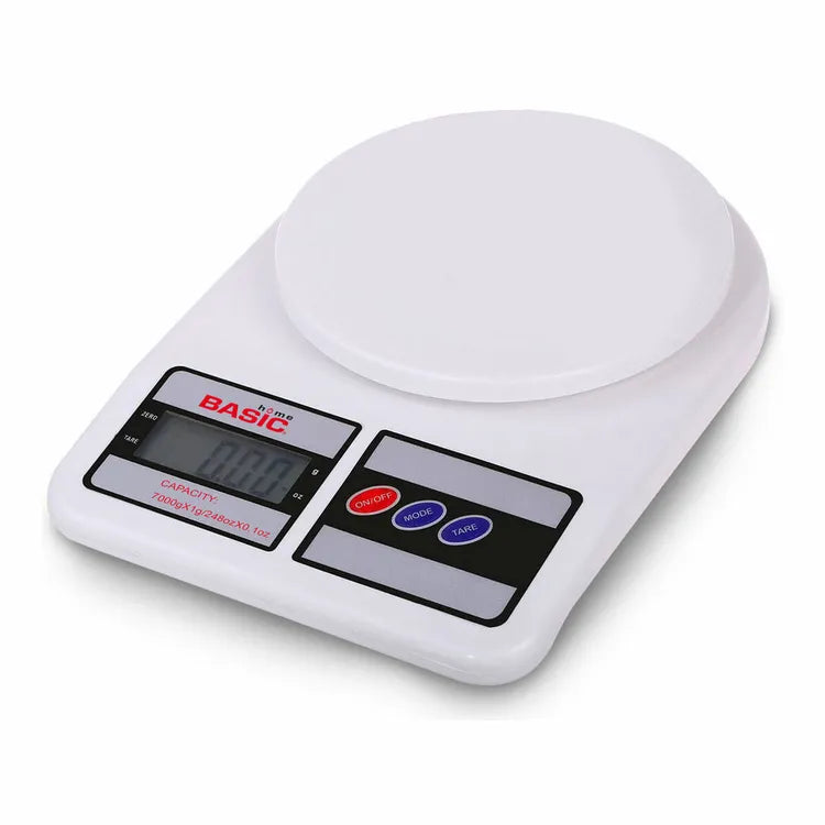 Bàscula de Cuina Digital LCD Basic Home - 7 kg, Color Blanc