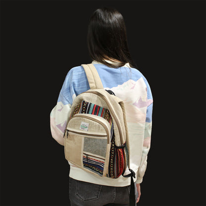 Motxilla petita de cànem - Estil Zig Zag Zips