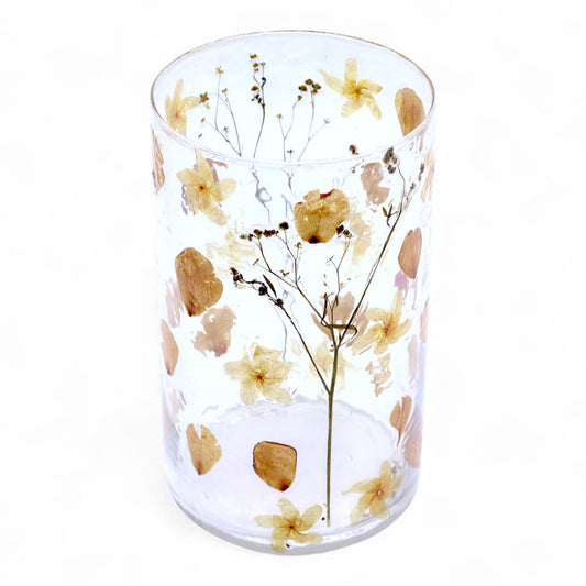 Portaespelmes gerro alt de Vidre floral natural - Rosa (19x11 cm)