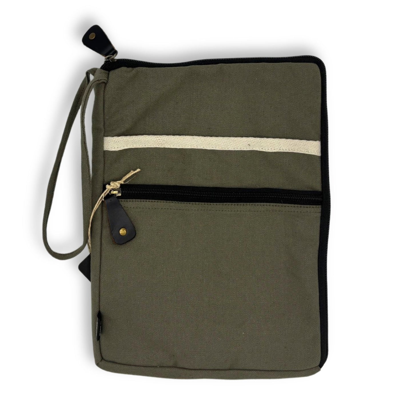 Funda gran de lona per a portàtil - Oliva