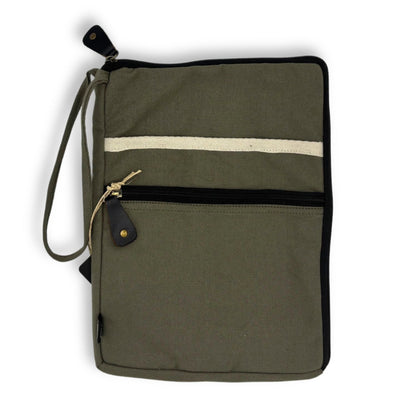 Funda gran de lona per a portàtil - Oliva