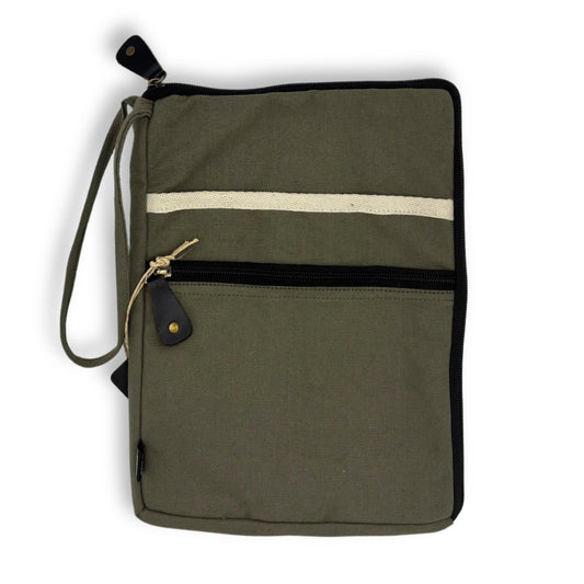 Funda gran de lona per a portàtil - Oliva