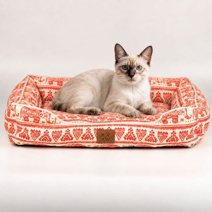 Cama roja decoración elefantes para gatos