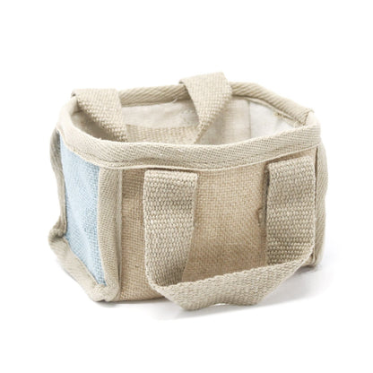 Cistella petita de jute - 16x10x12cm - Blava