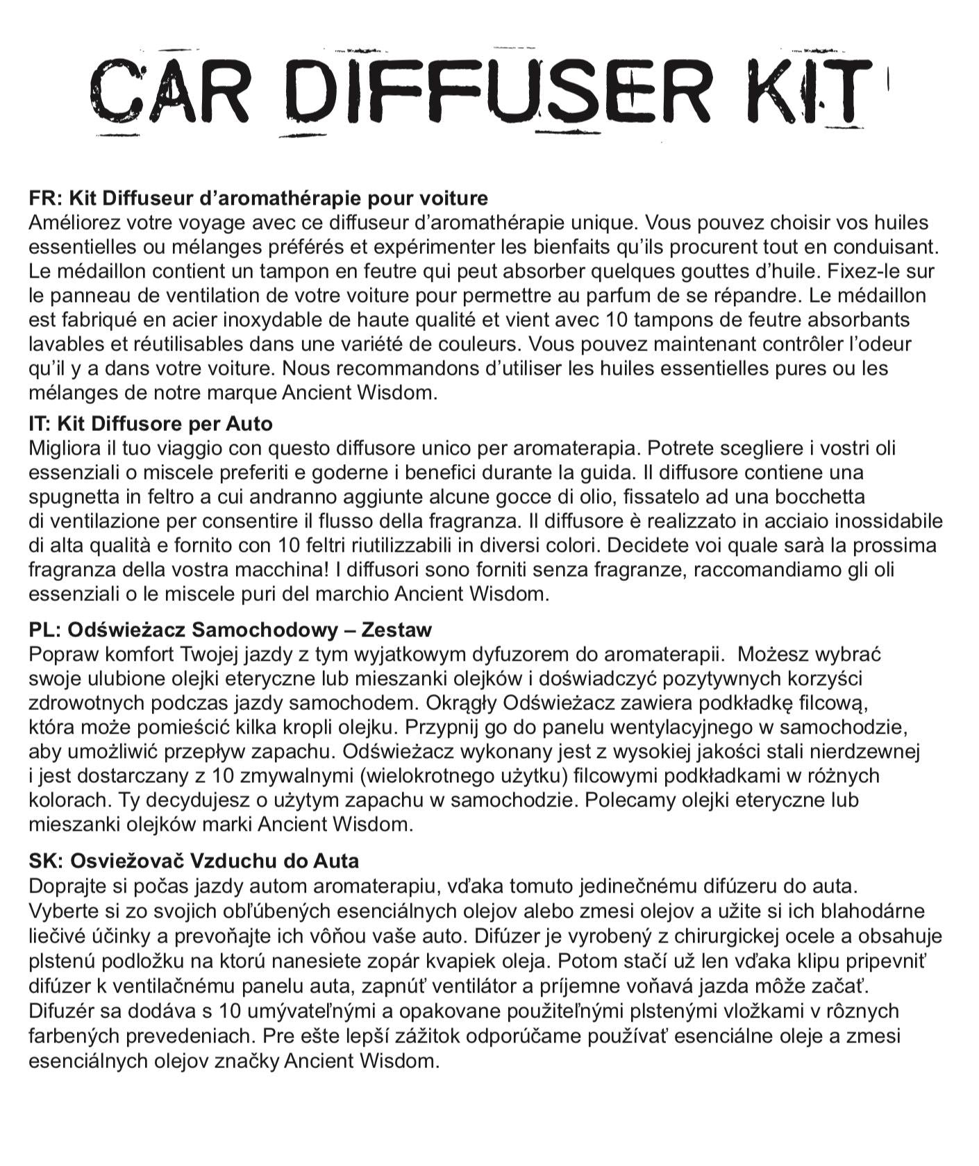 Kit difusor para coche - Árbol de la vida - 30mm
