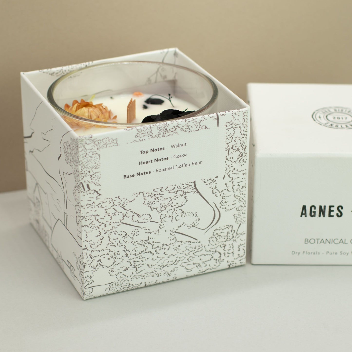 Espelma de cera de soja botànica Agnes + Cat - Lakeland Mocha