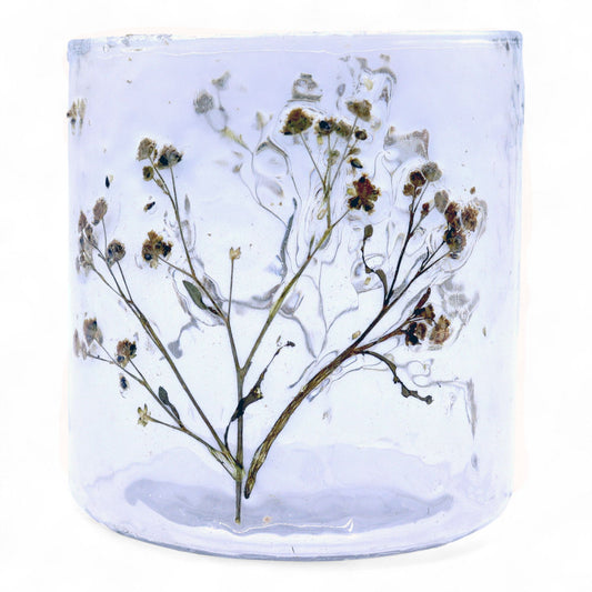 Portaveles recte de Vidre floral natural - Margarida - (8x8 cm)