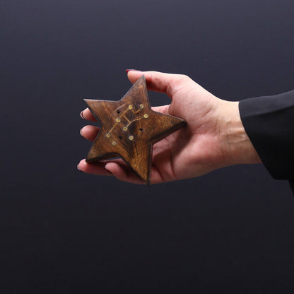 Quemador de incienso con signos del zodíaco de latón grabado - Estrella