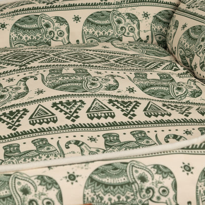 Cama verde decoración elefantes para perros