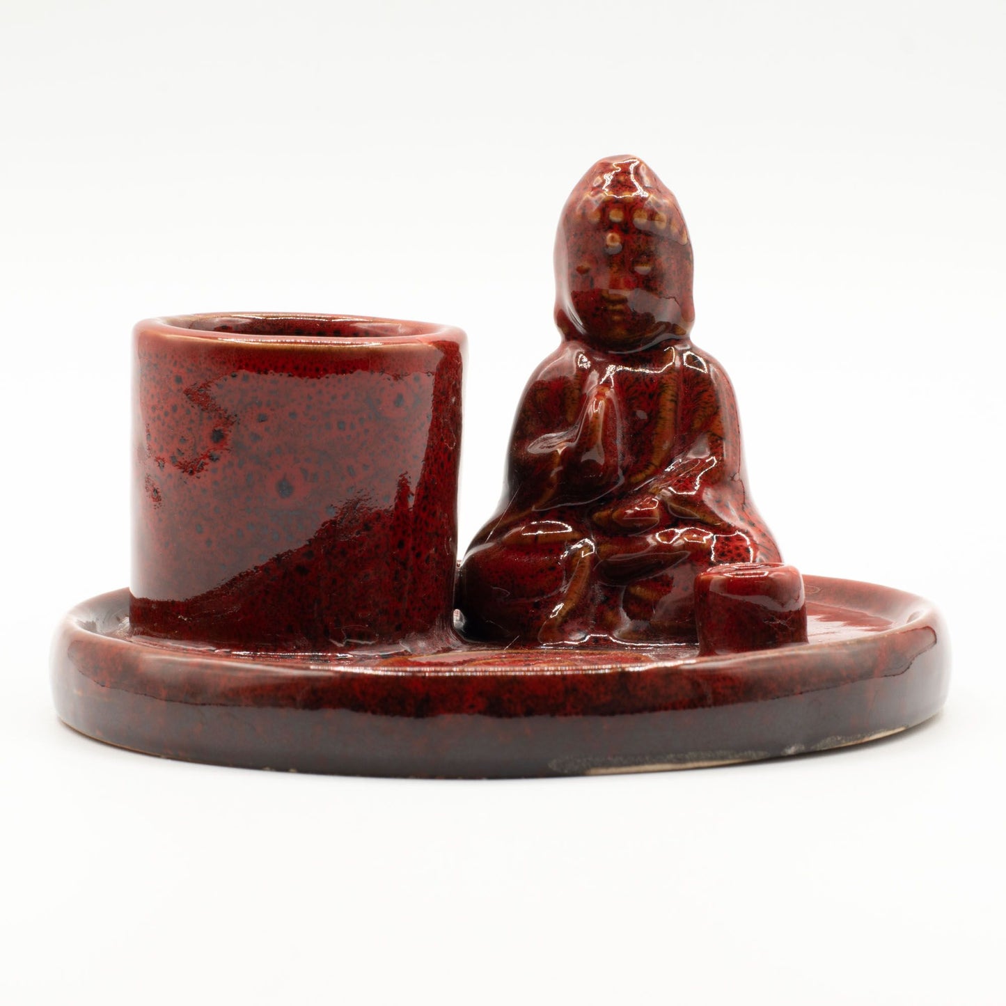 Plato de incienso de Buda multiuso - cerámica roja suave