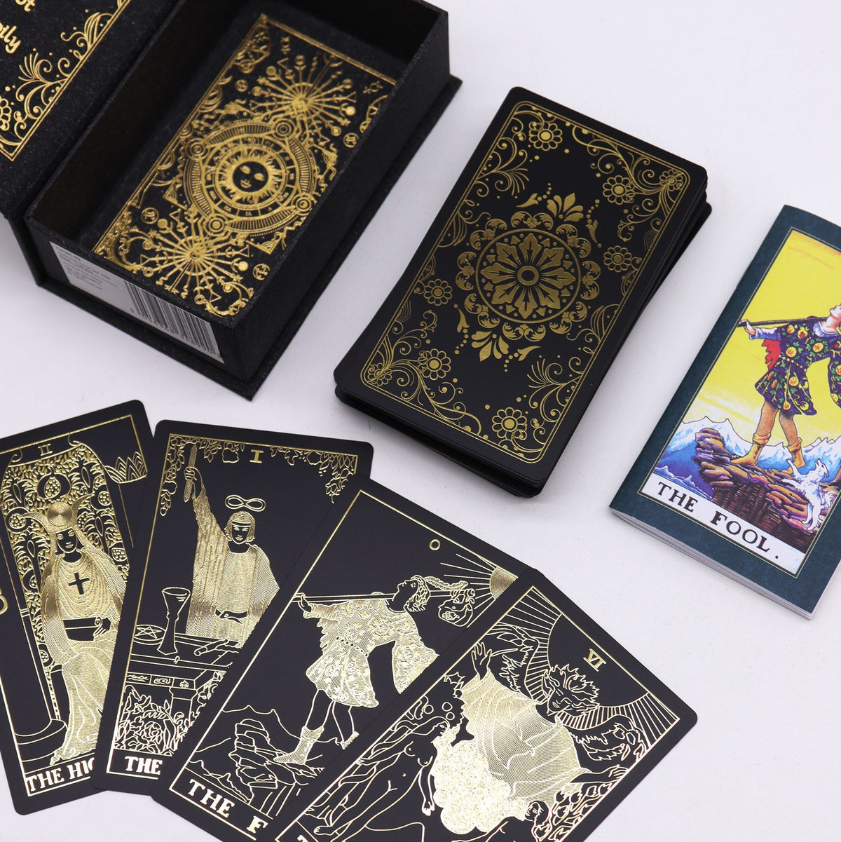 Tarot de color Dorado con Libro - Caja de Regalo