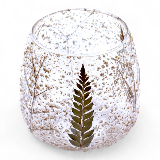 Portaespelmes recte de Vidre floral natural - Pi (10x9cm)
