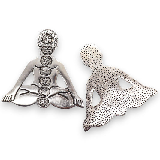 Porta-incienso Yoga Siete Chakras de Aluminio Pulido 12x12cm