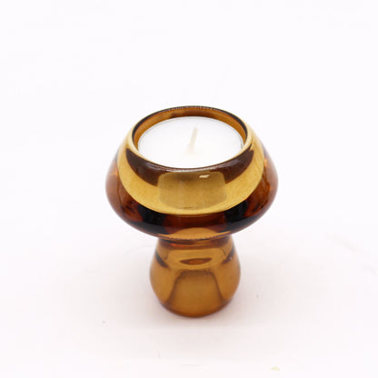 Candelabres reversibles amb disseny de bolet per a espelmes de sopar / te - Ambre antic