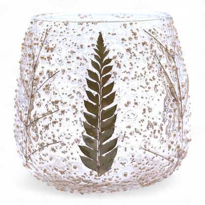 Portavelas recto de Vidrio floral natural - Pino (10x9cm)