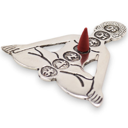 Porta-incienso Yoga Siete Chakras de Aluminio Pulido 12x12cm