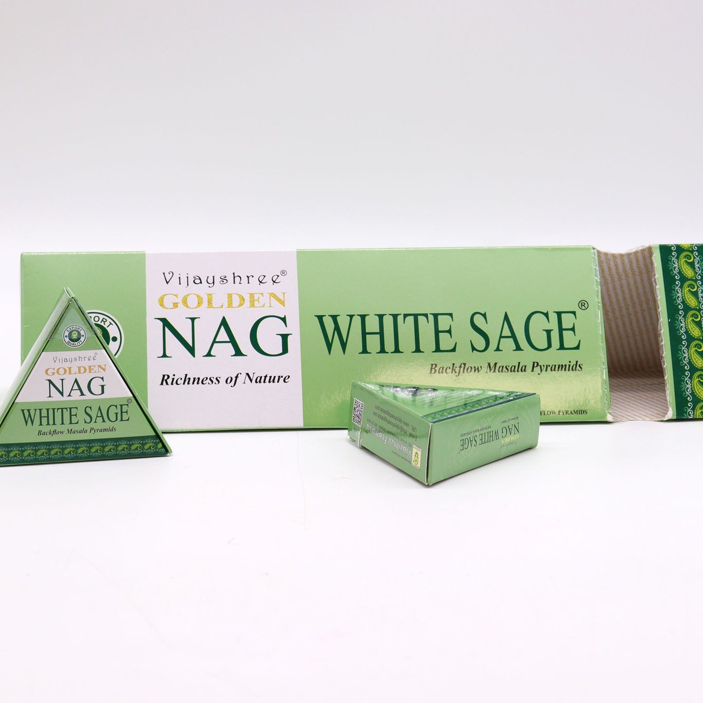 Conos de Incienso Jumbo Dorado Nag - Salvia Blanca Reflujo 42g