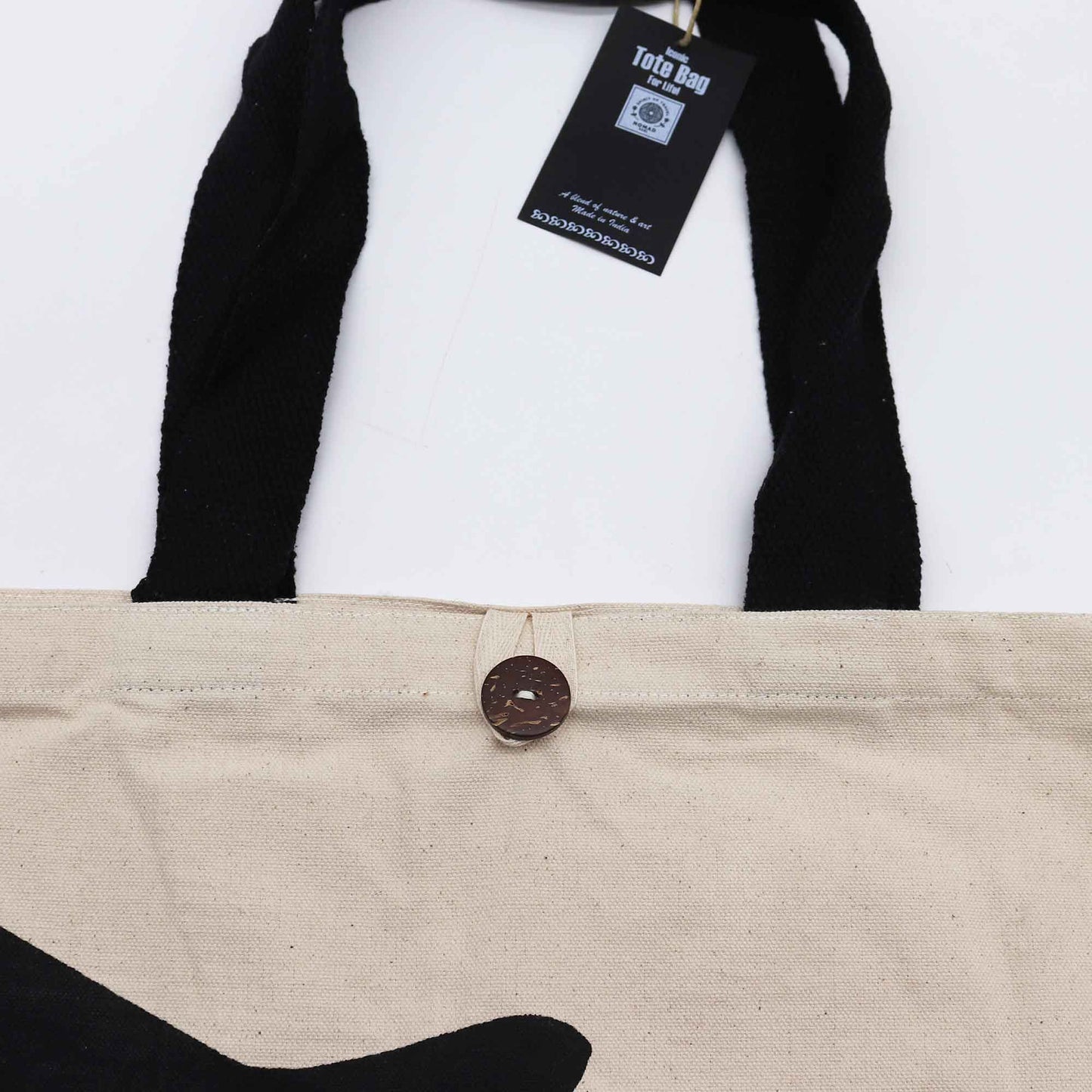 Bossa bàsica icònica - Gat negre - Natural 10 oz (36 x 43 x 10 cm)